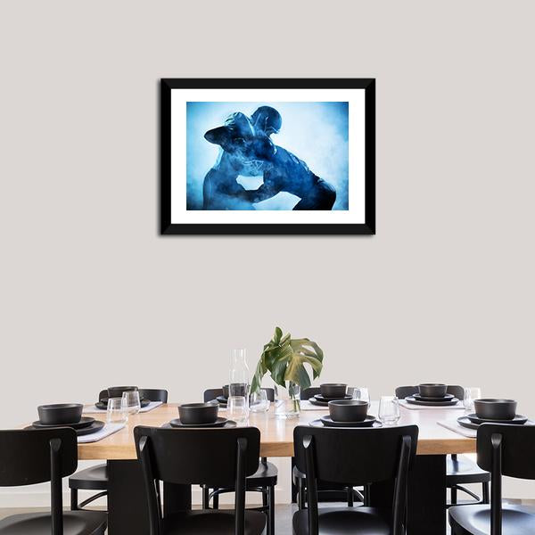 American Football Players Silhouette Canvas Wall Art-5 Horizontal-Gallery Wrap-22&quot; x 12&quot;-Tiaracle