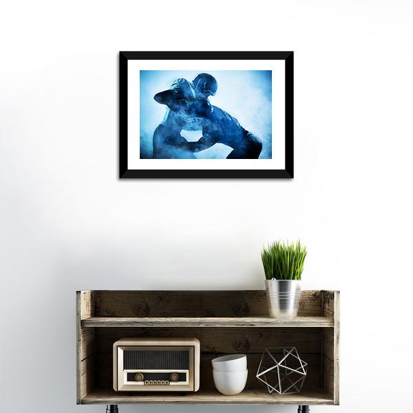 American Football Players Silhouette Canvas Wall Art-1 Piece-Framed Print-20" x 16"-Tiaracle