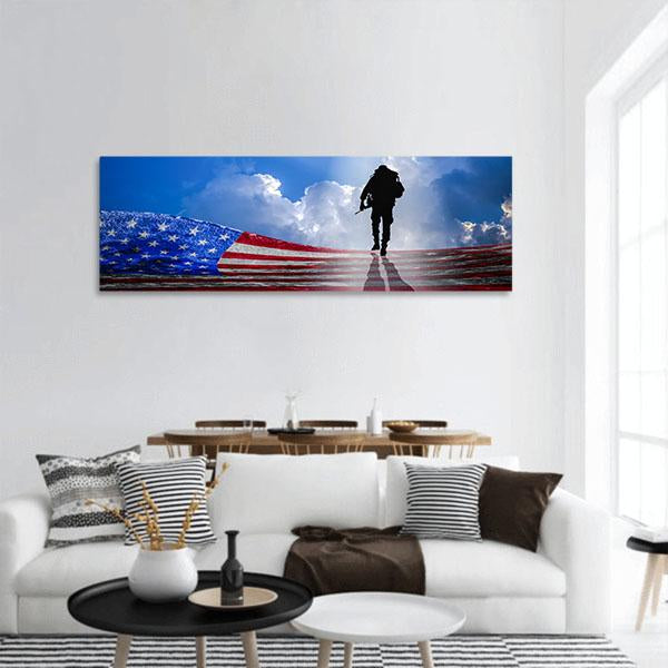 American Hero Panoramic Canvas Wall Art-1 Piece-36" x 12"-Tiaracle