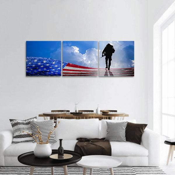 American Hero Panoramic Canvas Wall Art-3 Piece-25" x 08"-Tiaracle