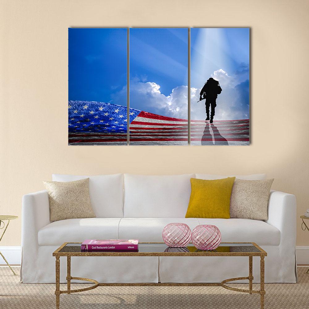 American Hero Canvas Wall Art-3 Horizontal-Gallery Wrap-25" x 16"-Tiaracle