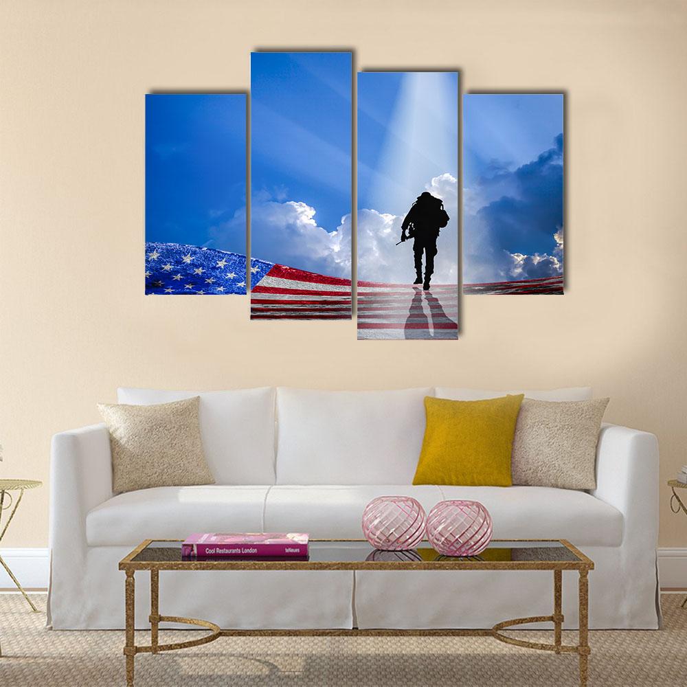 American Hero Canvas Wall Art-4 Pop-Gallery Wrap-34" x 20"-Tiaracle