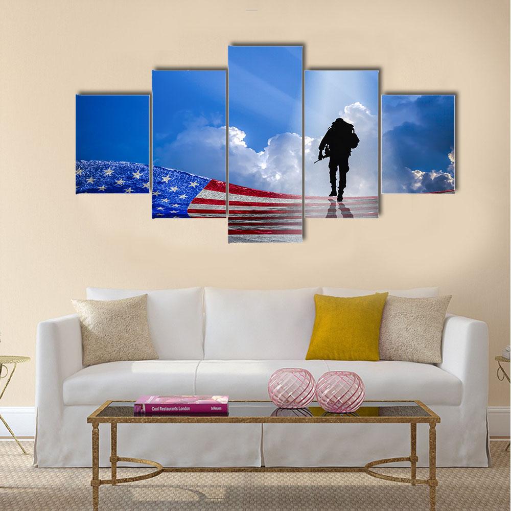 American Hero Canvas Wall Art-5 Star-Gallery Wrap-42" x 21"-Tiaracle