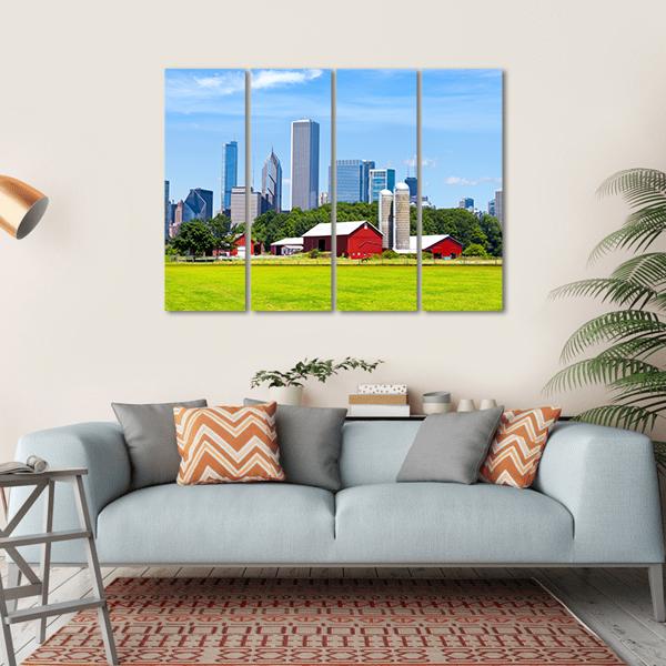 American Red Farm Canvas Wall Art-4 Horizontal-Gallery Wrap-34" x 24"-Tiaracle