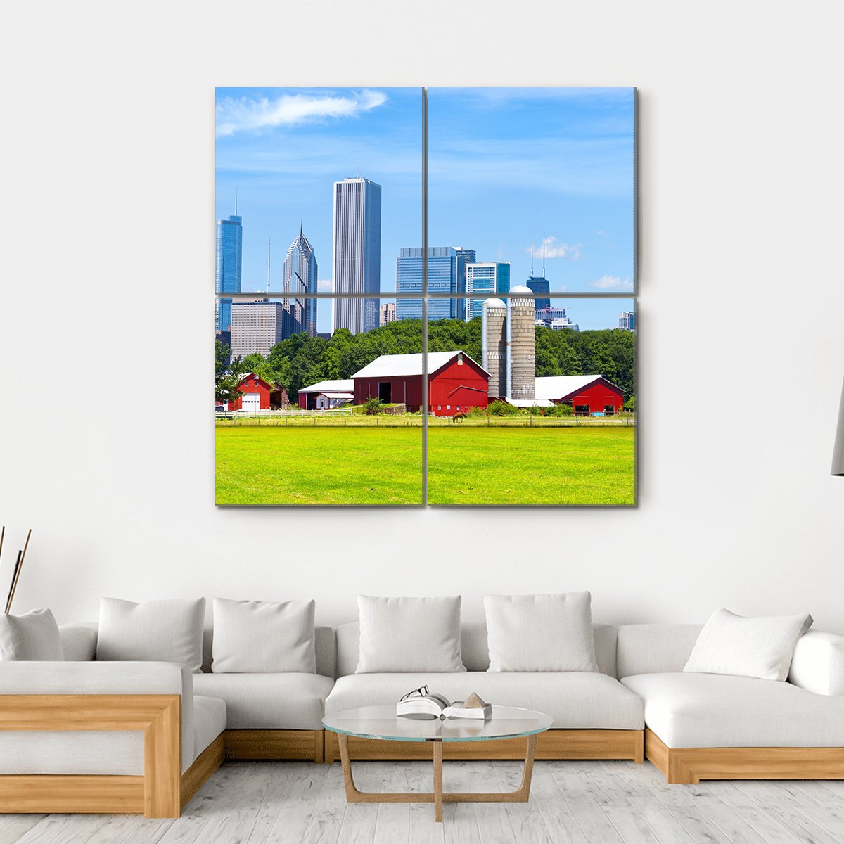 American Red Farm Canvas Wall Art-4 Square-Gallery Wrap-17" x 17"-Tiaracle