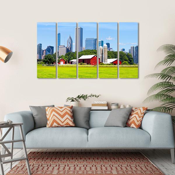 American Red Farm Canvas Wall Art-5 Horizontal-Gallery Wrap-22" x 12"-Tiaracle