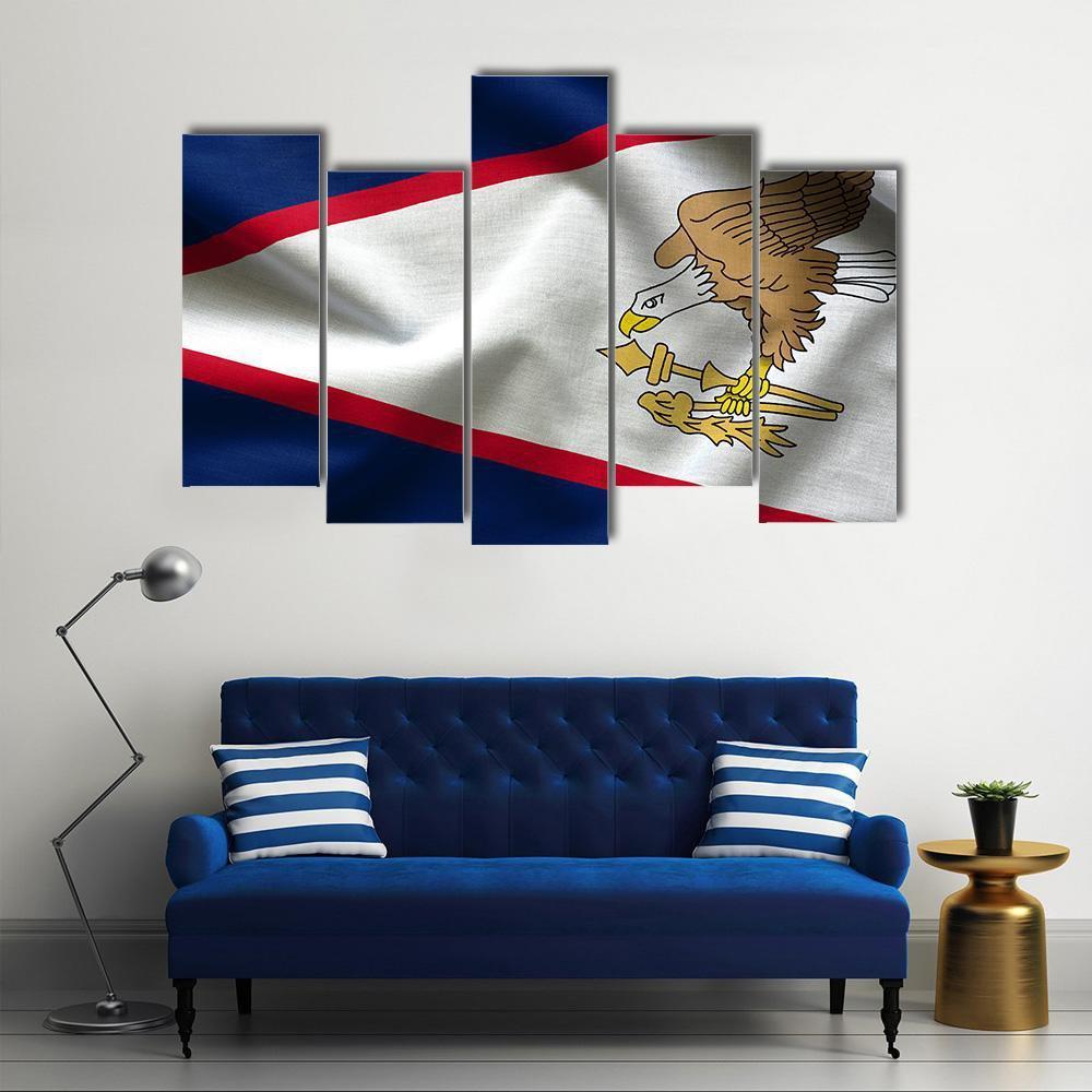 American Samoa Flag Canvas Wall Art-5 Pop-Gallery Wrap-47&quot; x 32&quot;-Tiaracle