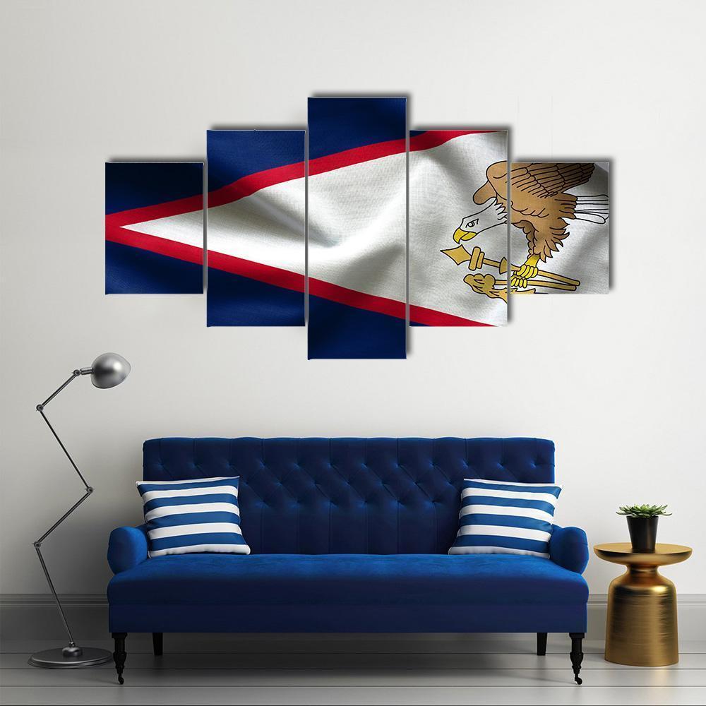 American Samoa Flag Canvas Wall Art-5 Star-Gallery Wrap-62&quot; x 32&quot;-Tiaracle