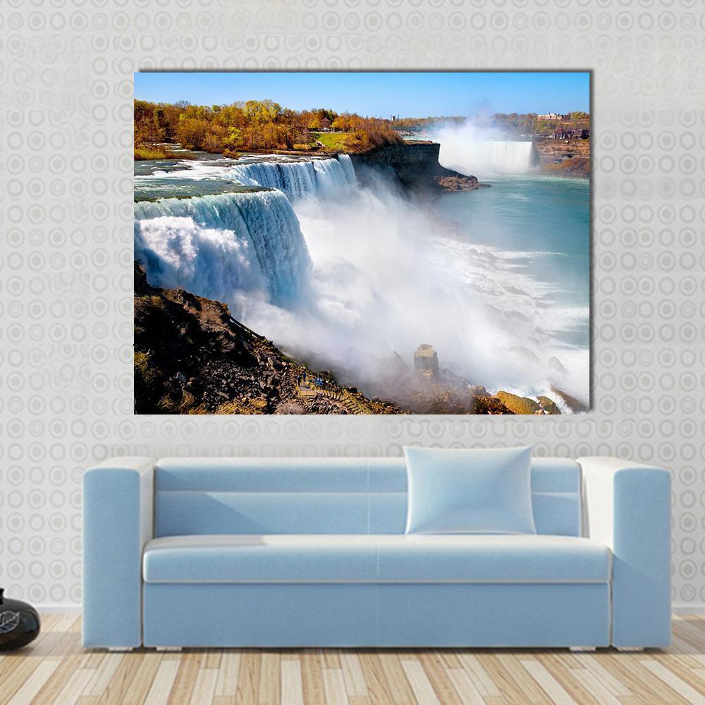 American Side Of Niagara Falls Canvas Wall Art-1 Piece-Gallery Wrap-48" x 32"-Tiaracle