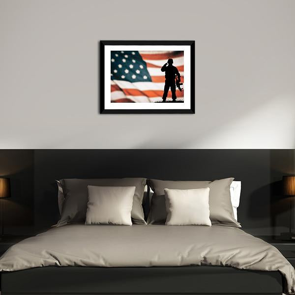 American Soldier Silhouette Vertical Canvas Wall Art-3 Vertical-Gallery Wrap-12" x 25"-Tiaracle