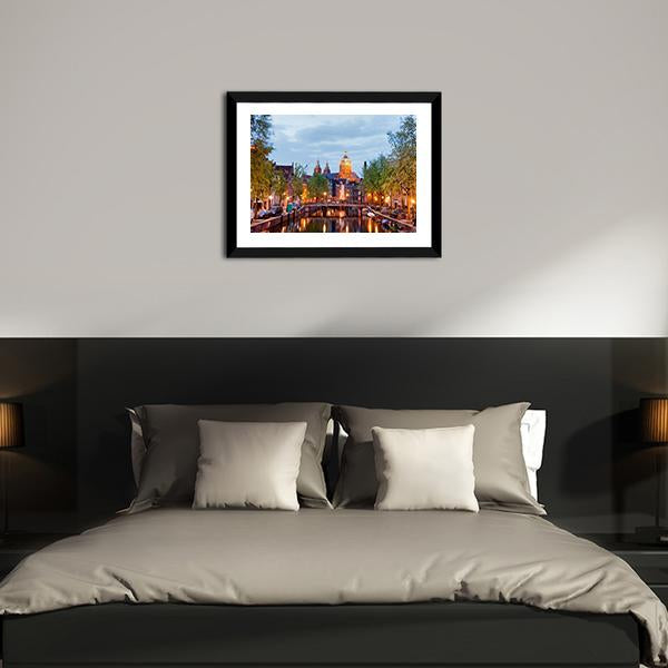 Amsterdam At Dusk Canvas Wall Art-3 Horizontal-Gallery Wrap-25" x 16"-Tiaracle