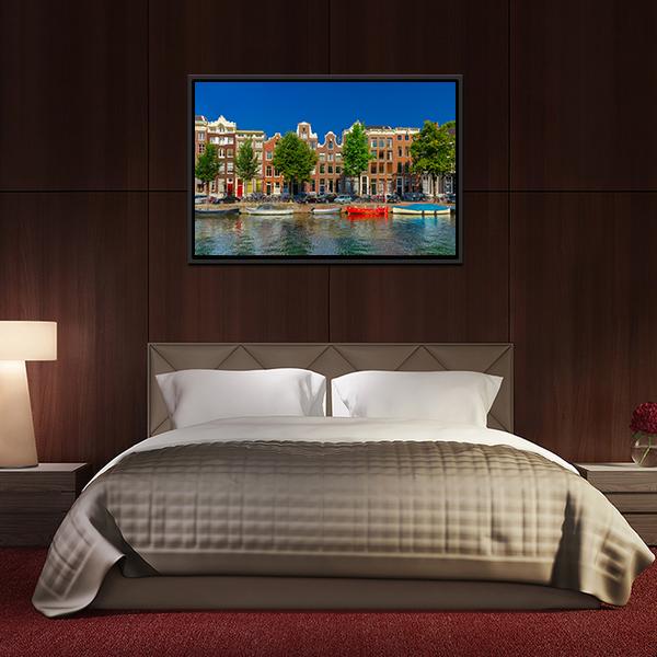 Amsterdam Canal Houses Canvas Wall Art-3 Horizontal-Gallery Wrap-25" x 16"-Tiaracle