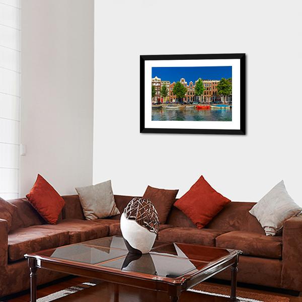 Amsterdam Canal Houses Canvas Wall Art-3 Horizontal-Gallery Wrap-25" x 16"-Tiaracle