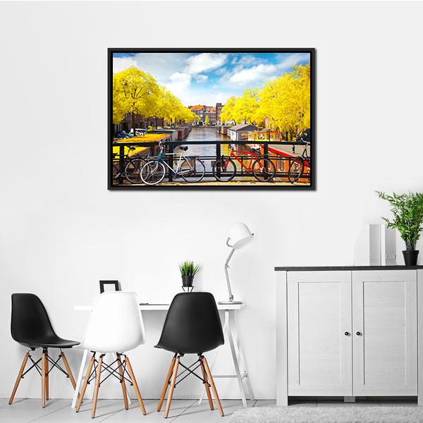 Amsterdam In Autumn Canvas Wall Art-3 Horizontal-Gallery Wrap-25" x 16"-Tiaracle