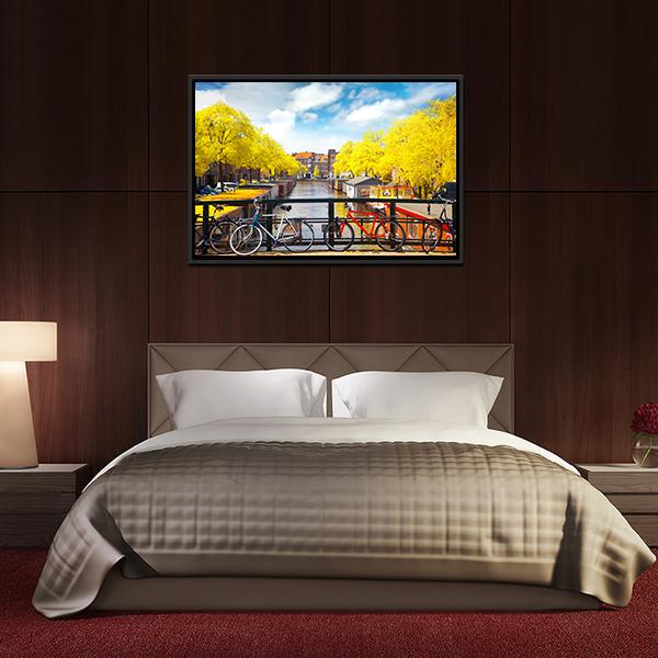 Amsterdam In Autumn Canvas Wall Art-3 Horizontal-Gallery Wrap-25" x 16"-Tiaracle