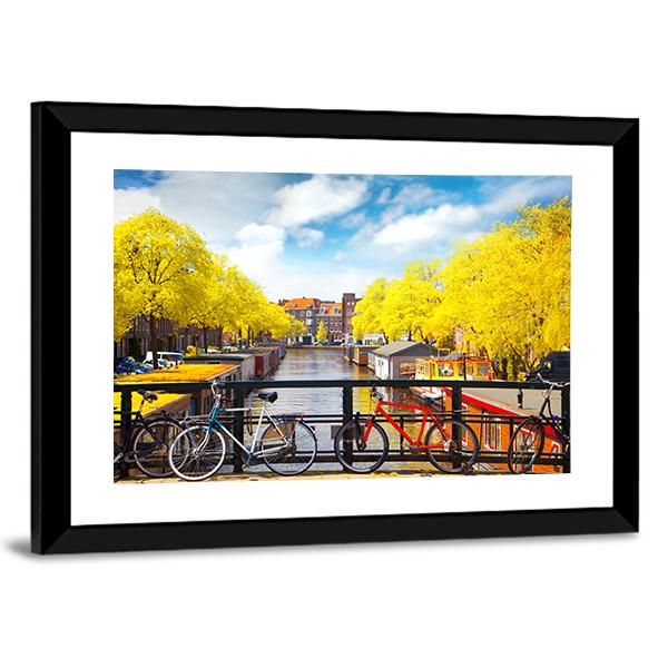 Amsterdam In Autumn Canvas Wall Art-3 Horizontal-Gallery Wrap-25" x 16"-Tiaracle