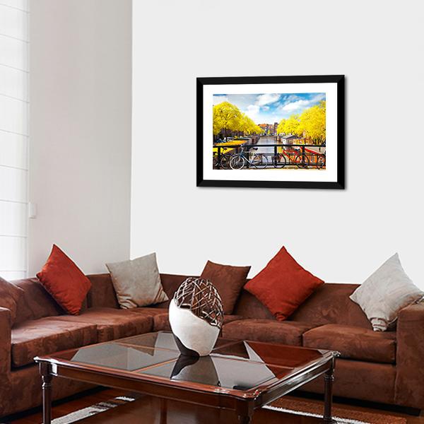 Amsterdam In Autumn Canvas Wall Art-3 Horizontal-Gallery Wrap-25" x 16"-Tiaracle