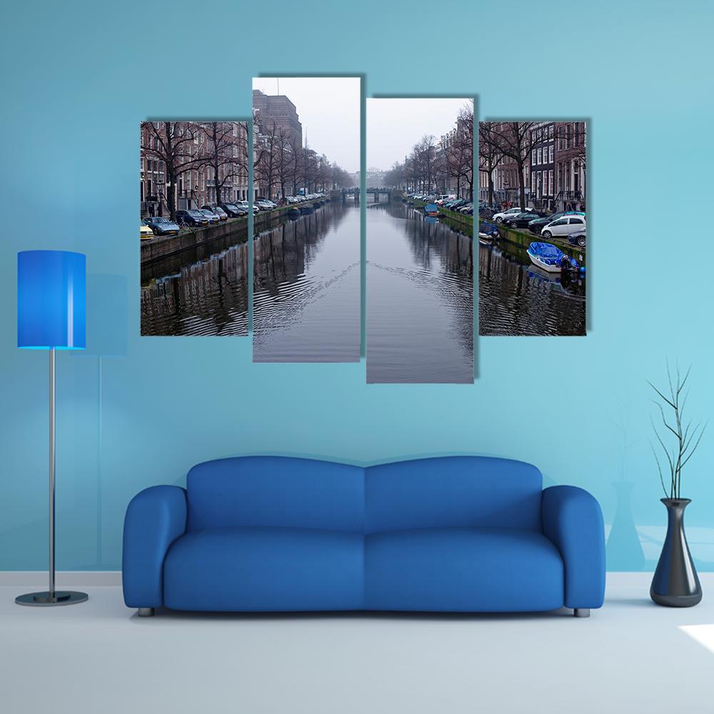 Amsterdam In Netherland Canvas Wall Art-4 Pop-Gallery Wrap-50" x 32"-Tiaracle