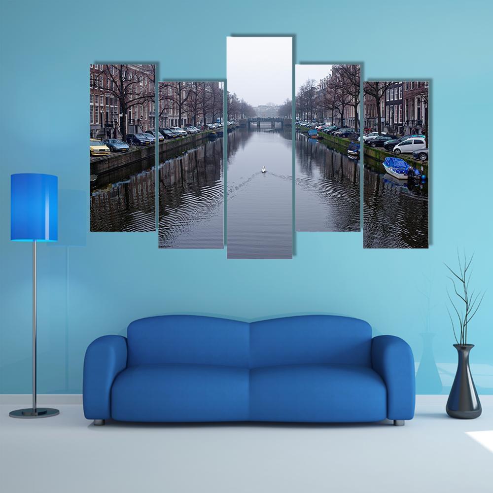 Amsterdam In Netherland Canvas Wall Art-5 Pop-Gallery Wrap-47&quot; x 32&quot;-Tiaracle