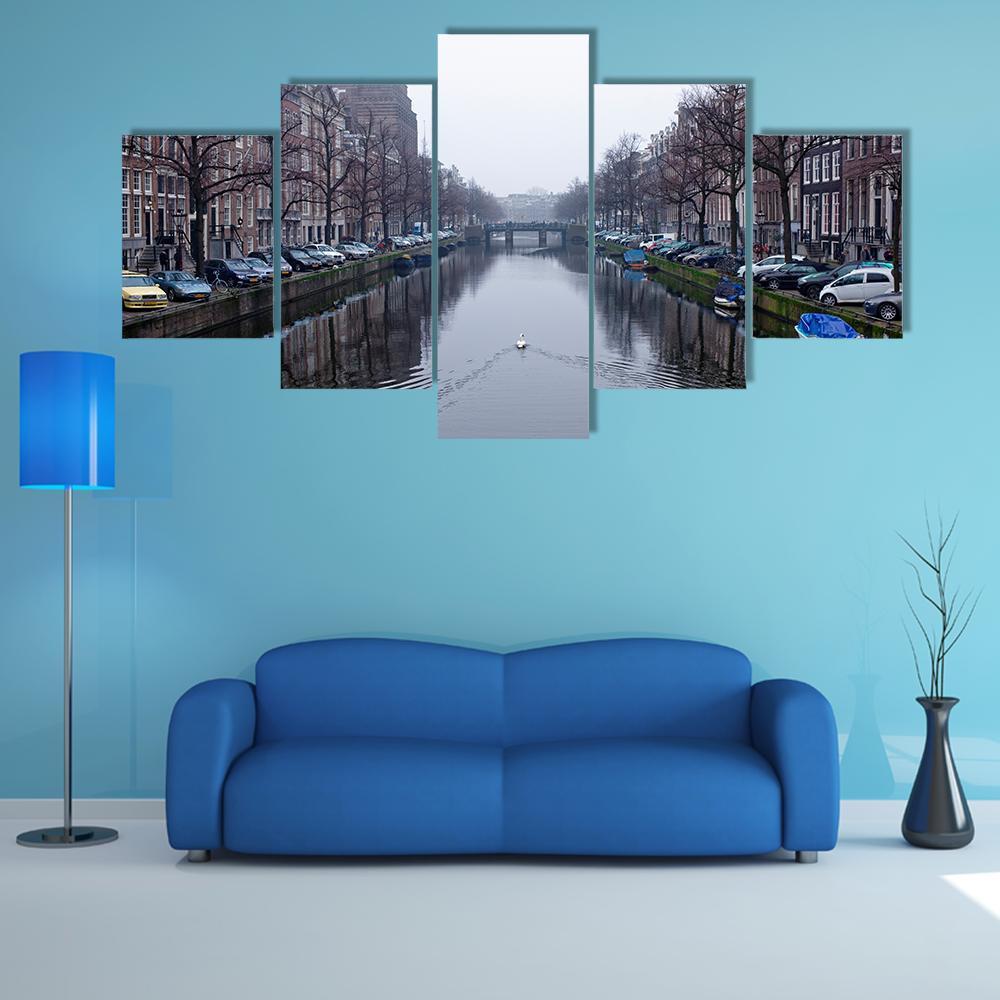 Amsterdam In Netherland Canvas Wall Art-5 Star-Gallery Wrap-62&quot; x 32&quot;-Tiaracle