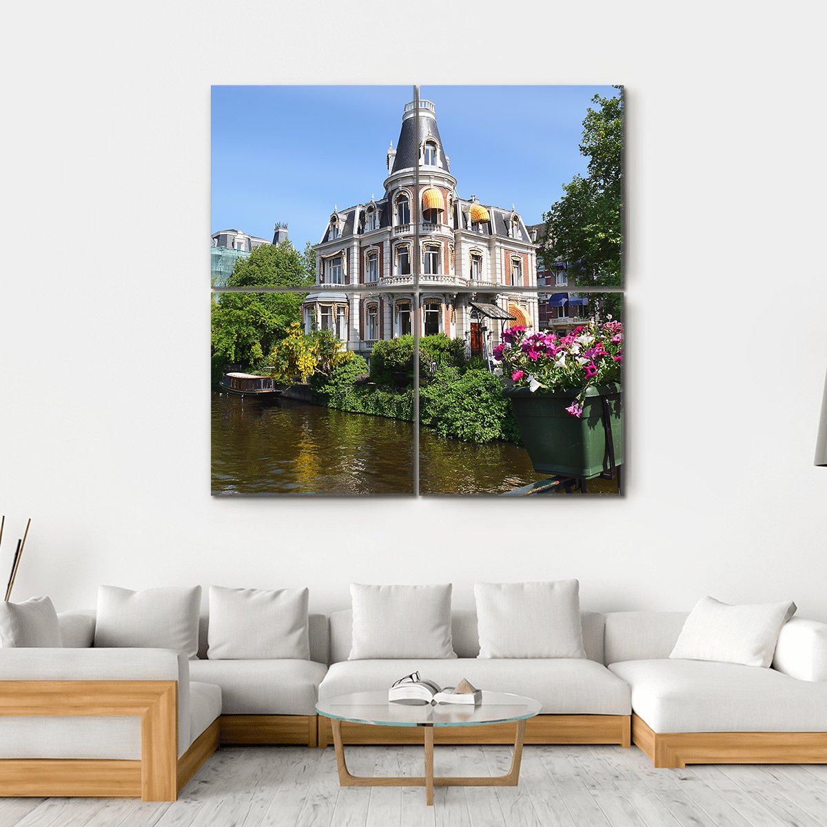 Amsterdam With Canals Canvas Wall Art-4 Square-Gallery Wrap-17" x 17"-Tiaracle