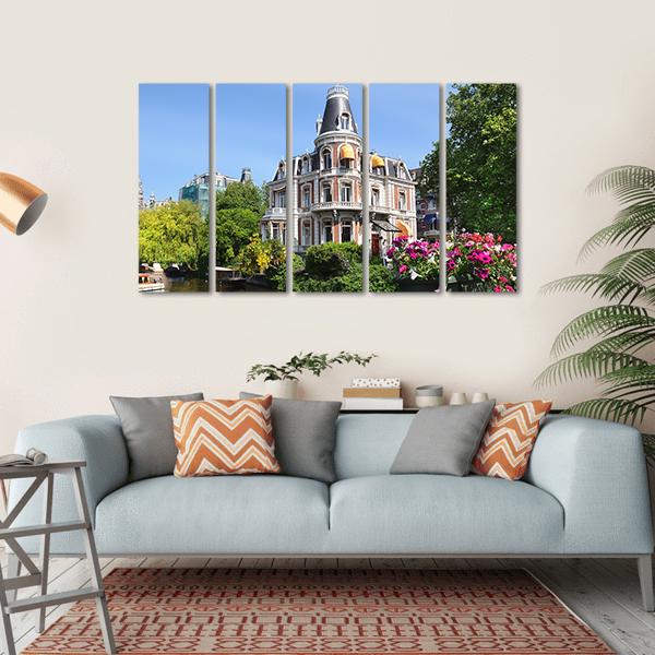 Amsterdam With Canals Canvas Wall Art-5 Horizontal-Gallery Wrap-22" x 12"-Tiaracle