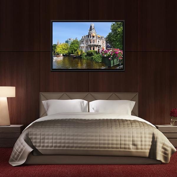 Amsterdam With Canals Canvas Wall Art-5 Horizontal-Gallery Wrap-22" x 12"-Tiaracle