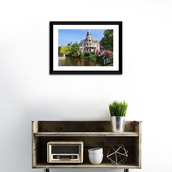 Amsterdam With Canals Canvas Wall Art-1 Piece-Framed Print-20&quot; x 16&quot;-Tiaracle