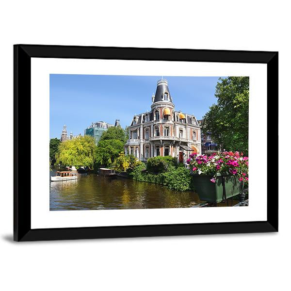 Amsterdam With Canals Canvas Wall Art-3 Horizontal-Gallery Wrap-25&quot; x 16&quot;-Tiaracle