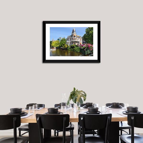 Amsterdam With Canals Canvas Wall Art-3 Horizontal-Gallery Wrap-25&quot; x 16&quot;-Tiaracle