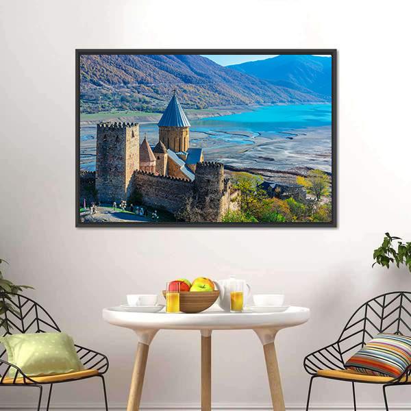 Ananuri Castle Canvas Wall Art-1 Piece-Floating Frame-24" x 16"-Tiaracle
