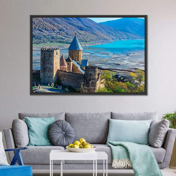 Ananuri Castle Canvas Wall Art-3 Horizontal-Gallery Wrap-25" x 16"-Tiaracle