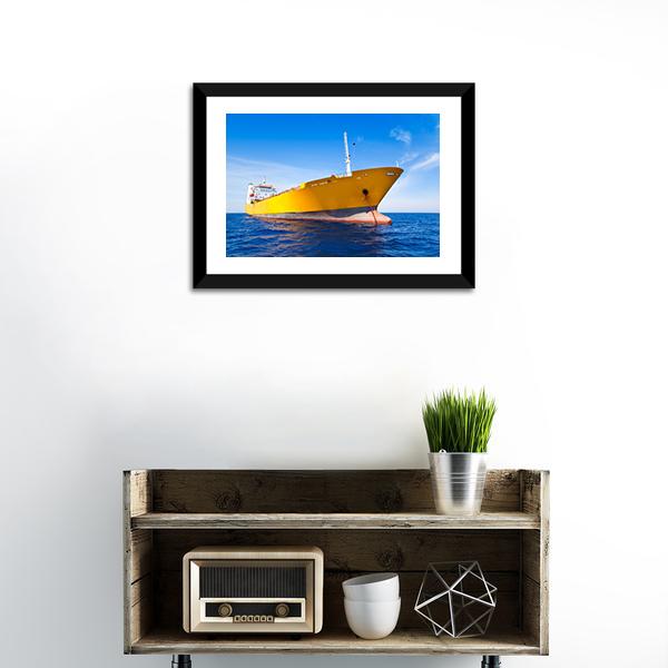 Anchor Cargo Yellow Boat Canvas Wall Art-1 Piece-Framed Print-20" x 16"-Tiaracle