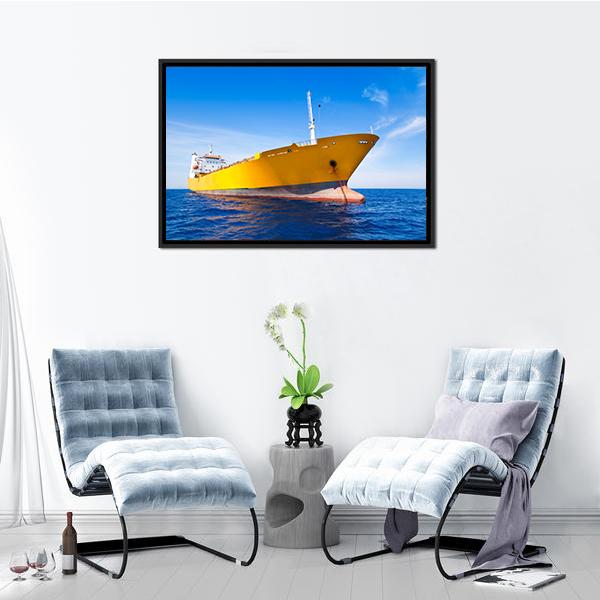 Anchor Cargo Yellow Boat Canvas Wall Art-3 Horizontal-Gallery Wrap-25" x 16"-Tiaracle