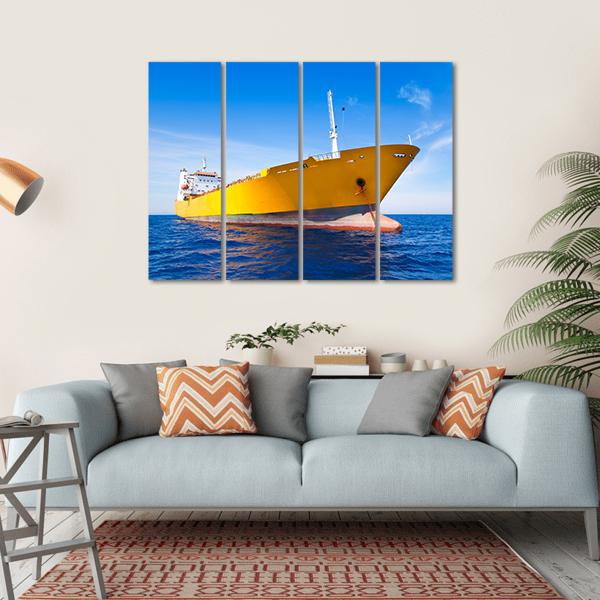 Anchor Cargo Yellow Boat Canvas Wall Art-4 Horizontal-Gallery Wrap-34" x 24"-Tiaracle