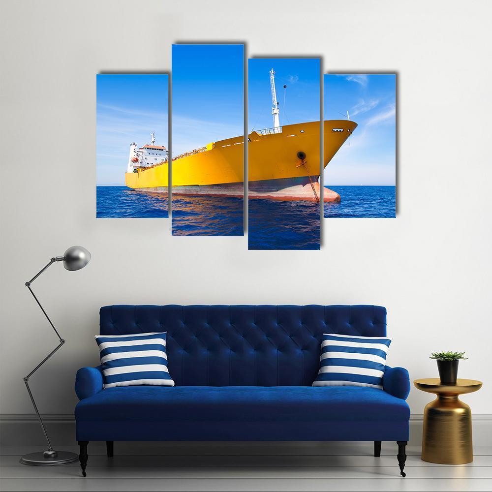 Anchor Cargo Yellow Boat Canvas Wall Art-4 Pop-Gallery Wrap-50" x 32"-Tiaracle