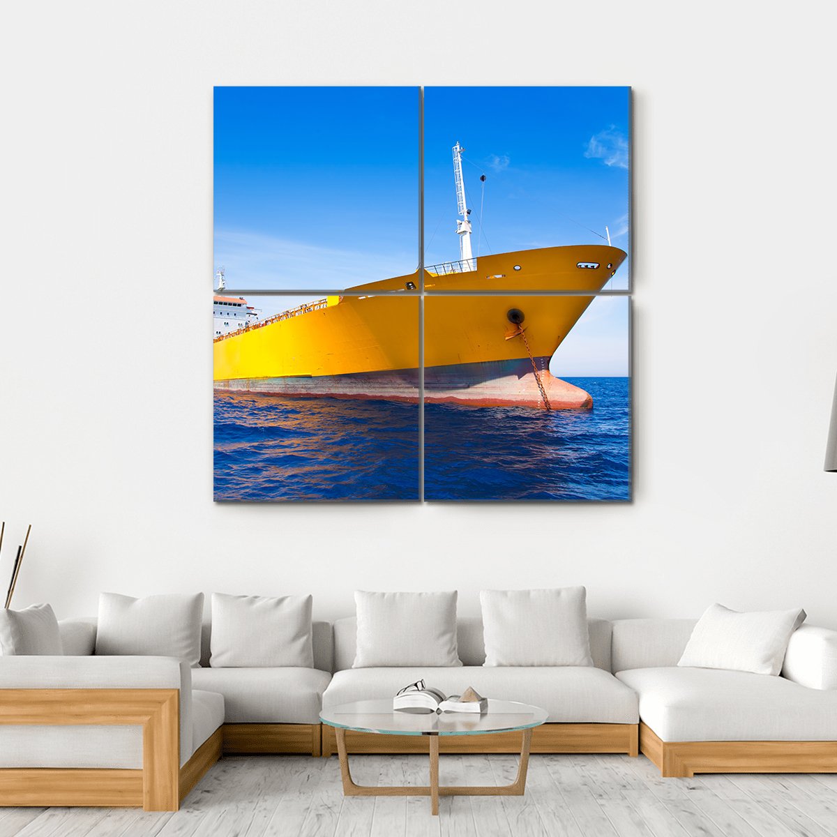 Anchor Cargo Yellow Boat Canvas Wall Art-4 Square-Gallery Wrap-17" x 17"-Tiaracle