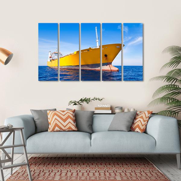 Anchor Cargo Yellow Boat Canvas Wall Art-5 Horizontal-Gallery Wrap-22" x 12"-Tiaracle