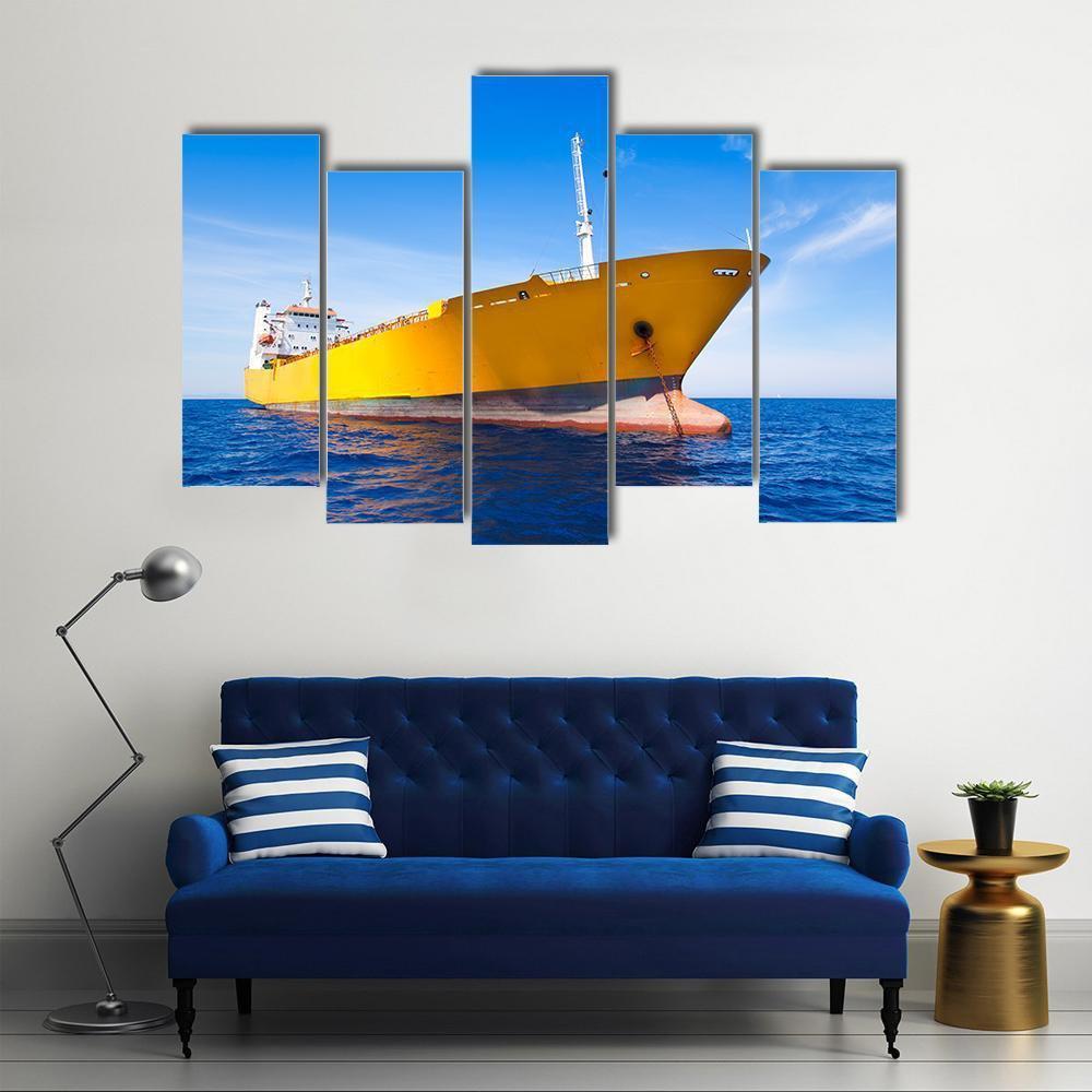 Anchor Cargo Yellow Boat Canvas Wall Art-5 Pop-Gallery Wrap-47" x 32"-Tiaracle