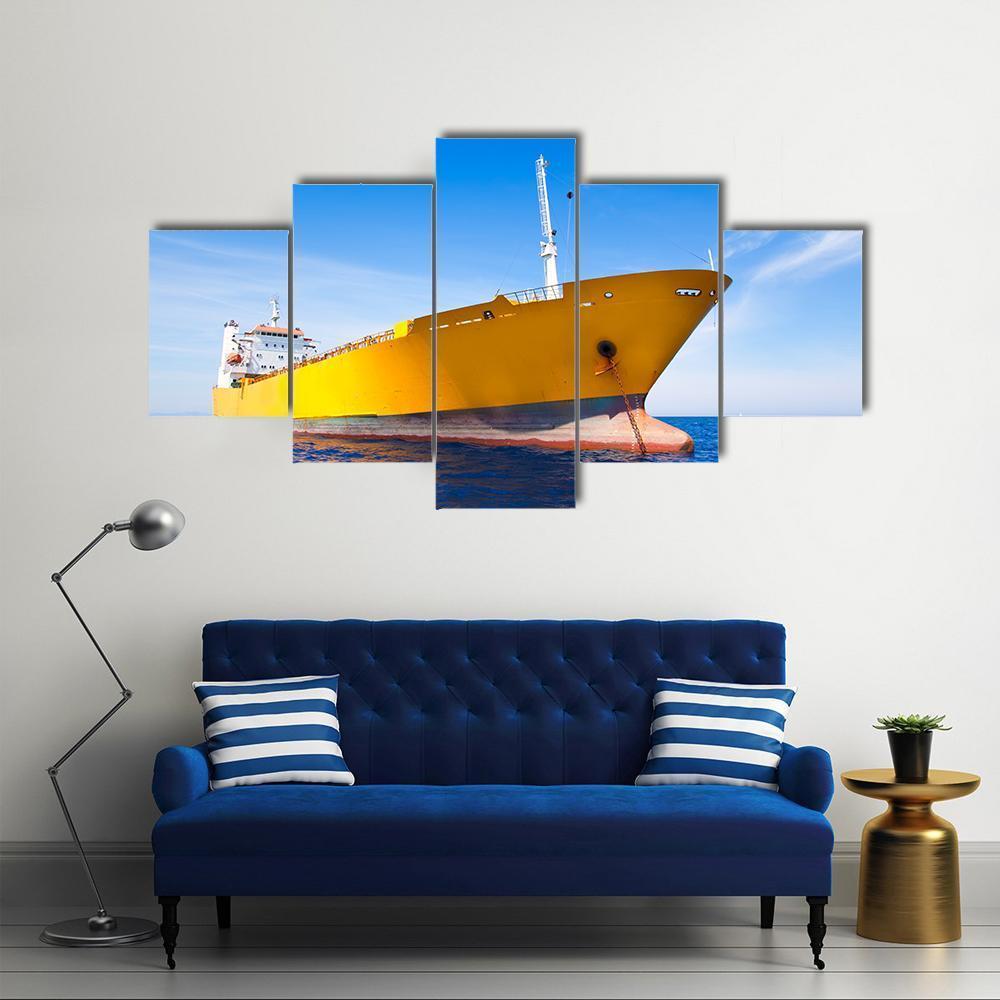 Anchor Cargo Yellow Boat Canvas Wall Art-5 Star-Gallery Wrap-62" x 32"-Tiaracle