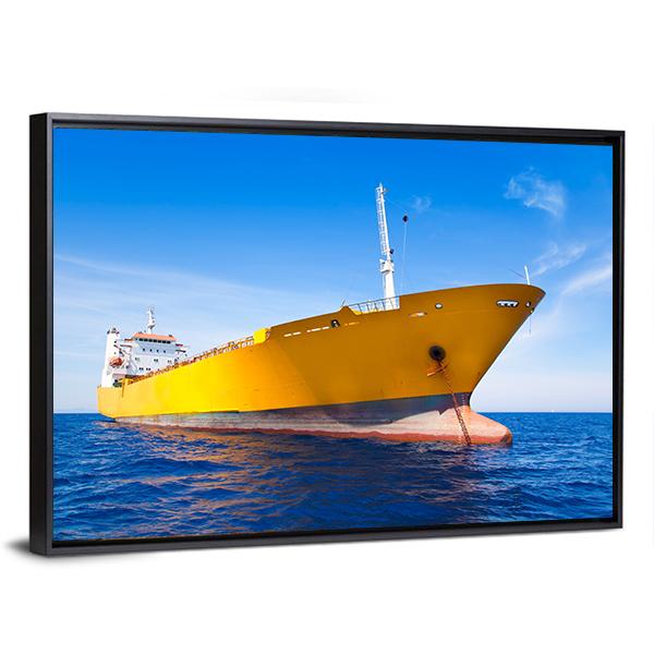 Anchor Cargo Yellow Boat Canvas Wall Art-5 Horizontal-Gallery Wrap-22" x 12"-Tiaracle