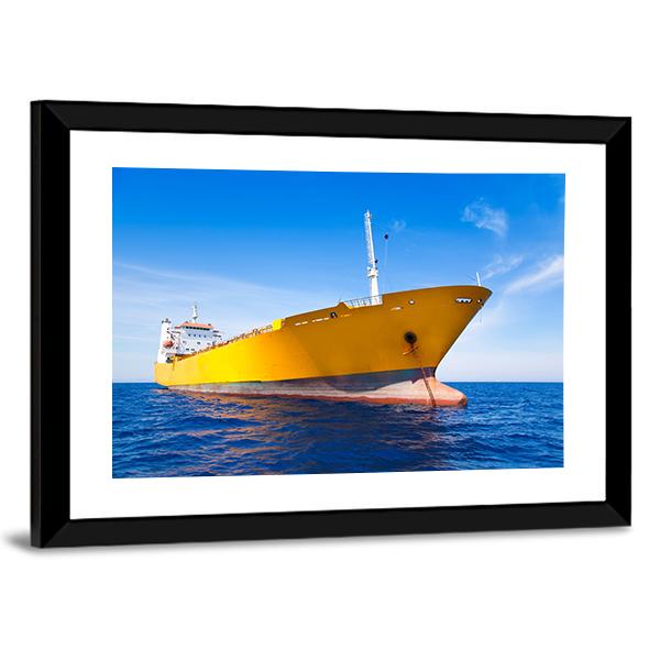 Anchor Cargo Yellow Boat Canvas Wall Art-5 Horizontal-Gallery Wrap-22" x 12"-Tiaracle
