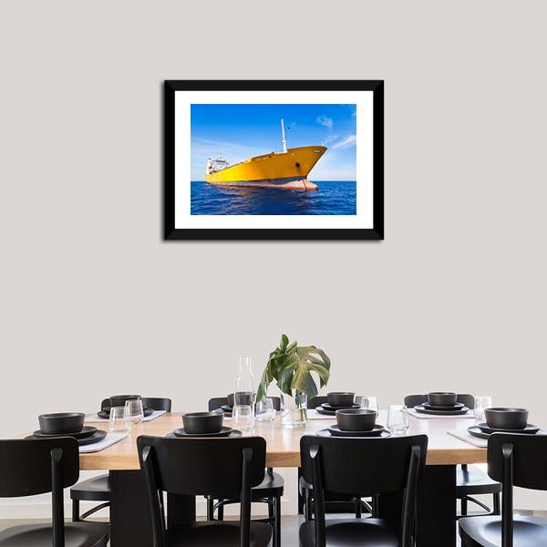 Anchor Cargo Yellow Boat Canvas Wall Art-5 Horizontal-Gallery Wrap-22" x 12"-Tiaracle
