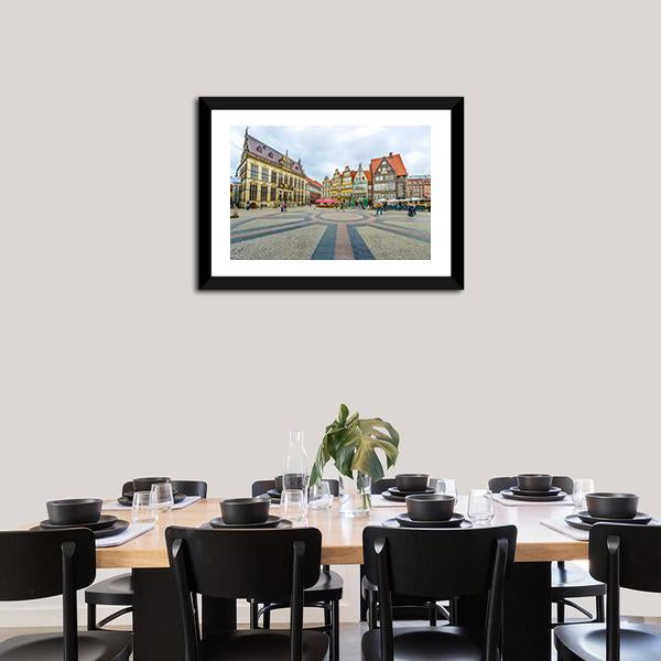 Ancient Bremen Market Canvas Wall Art-3 Horizontal-Gallery Wrap-25" x 16"-Tiaracle