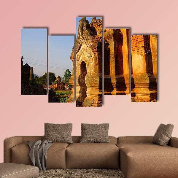 Buddhist Stupa Myanmar Canvas Wall Art-5 Pop-Gallery Wrap-47" x 32"-Tiaracle