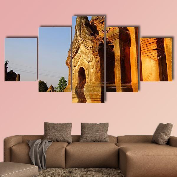 Buddhist Stupa Myanmar Canvas Wall Art-5 Star-Gallery Wrap-62" x 32"-Tiaracle