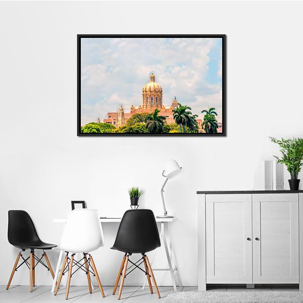 Ancient Building In Cuba Canvas Wall Art-1 Piece-Floating Frame-24" x 16"-Tiaracle