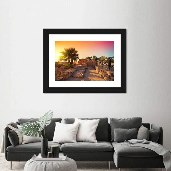 Ancient City In Caesarea Canvas Wall Art-1 Piece-Framed Print-20" x 16"-Tiaracle