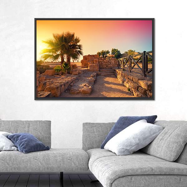Ancient City In Caesarea Canvas Wall Art-1 Piece-Floating Frame-24" x 16"-Tiaracle