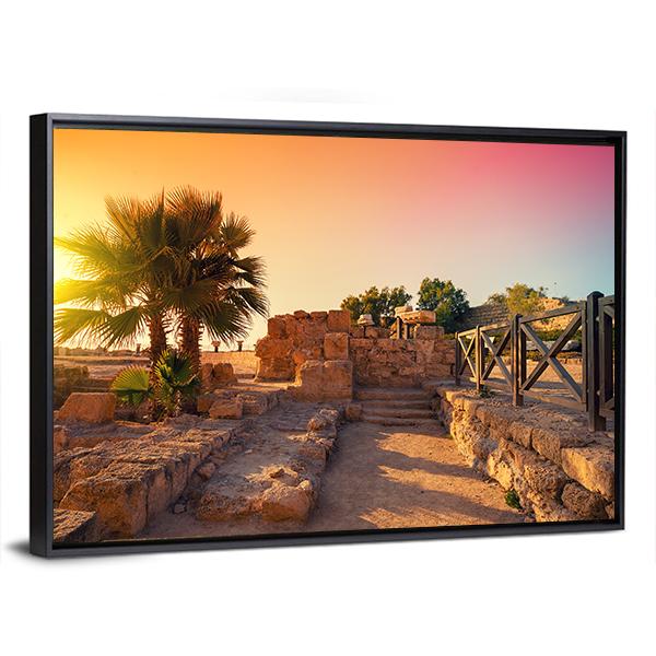 Ancient City In Caesarea Canvas Wall Art-3 Horizontal-Gallery Wrap-25" x 16"-Tiaracle